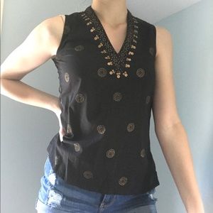 Black & Gold Sleeveless Top S - From India
